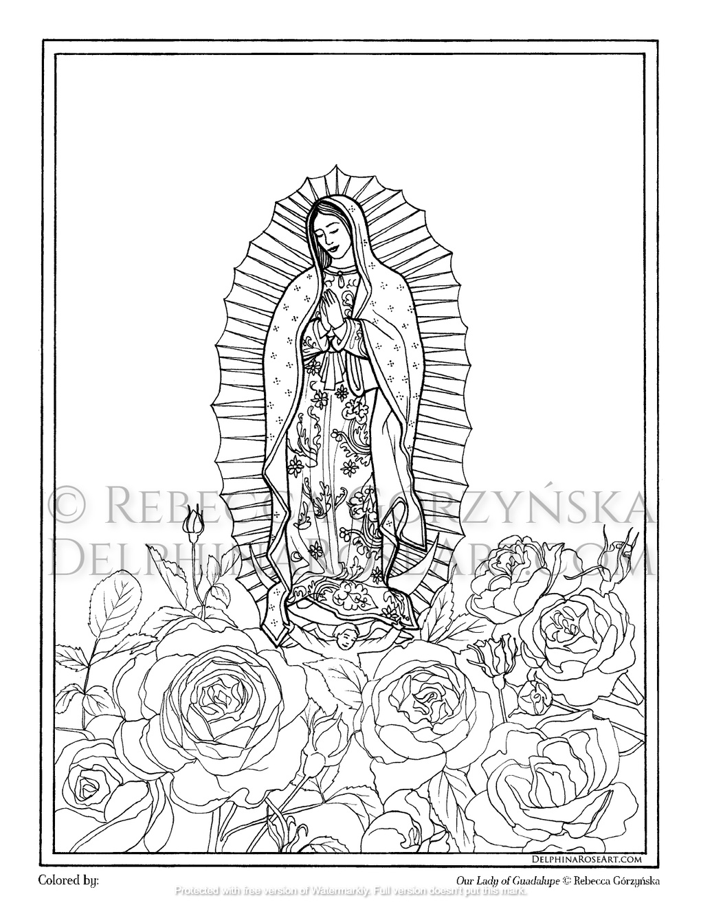 Our Lady of Guadalupe coloring page - Delphina Rose Art