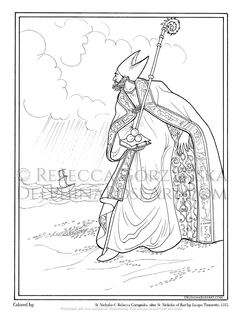 Saint Nicholas - PDF coloring page