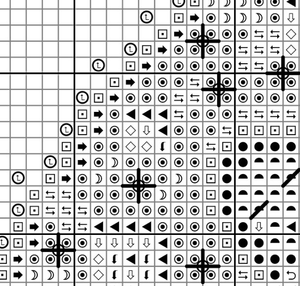 sample of cross stitch chart in black and white